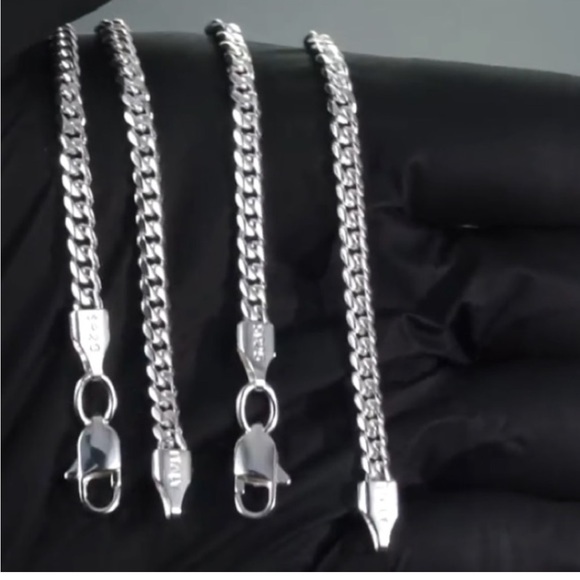 New Gold Cuban Chain Necklace Diamond Cut Curb Chain Link 925 22” Necklace - Picture 2 of 15